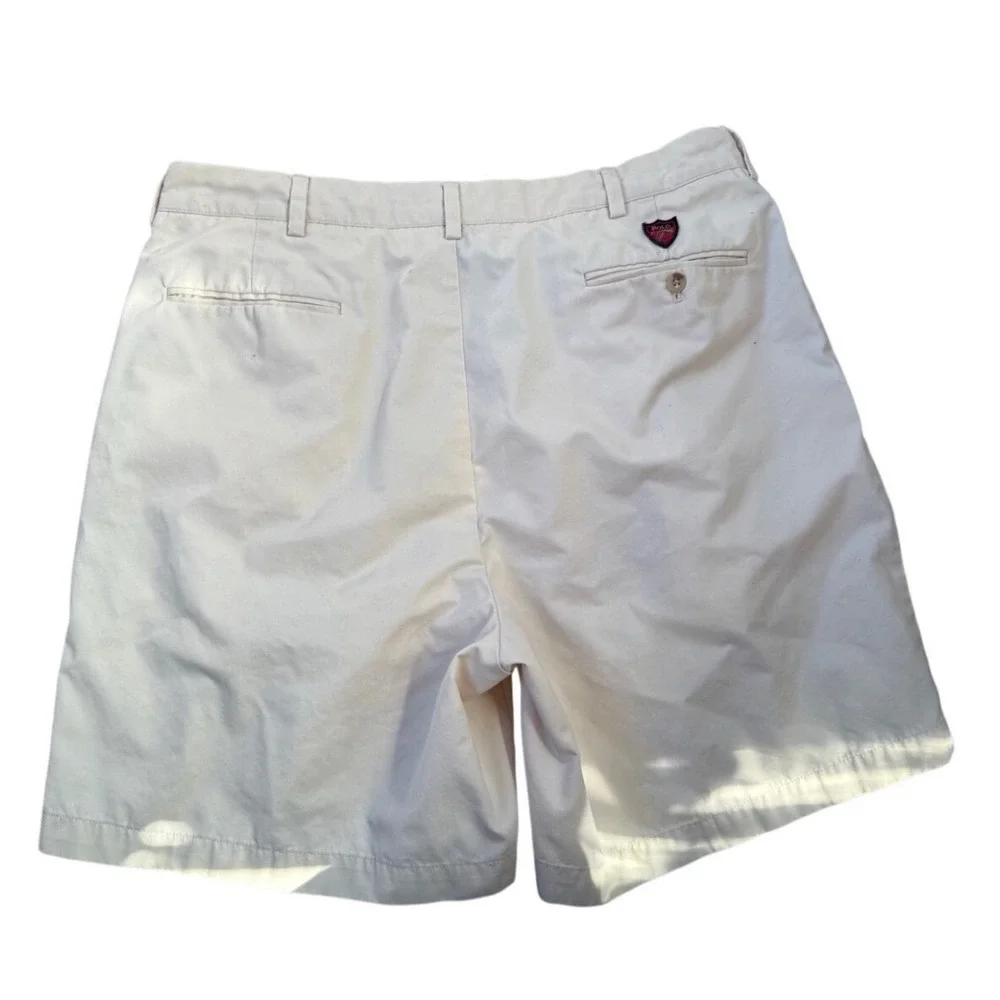 Vintage Polo Golf Ralph Lauren Khaki Pleated Shorts Mens 37 Crest‎ Logo 90s Tan